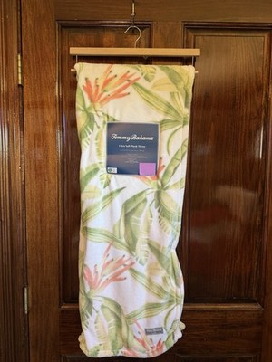 Tommy Bahama Oversized Throw Blanket: 60x70 White with Green Floral Design