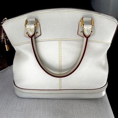 Authentic LOUIS VUITTON Suhali Lock It PM Hand Bag Satchel Blanc Ivory MM White