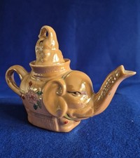 Orange Lustre Elephant Teapot, 13cm Collectable Chinese Ceramic Teapot. 