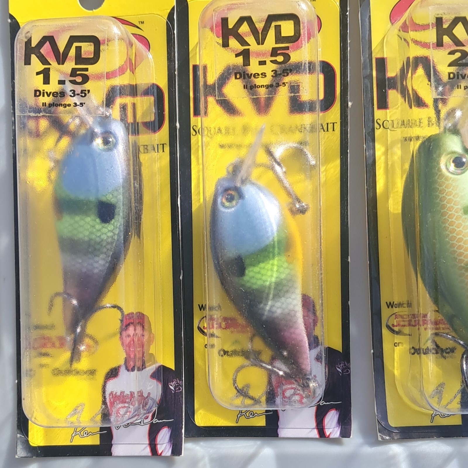 Strike King KVD 1.5 2.5 Crankbait lot.  Neon Bluegill Chartreuse Perch. Lot of 5 - Image 2