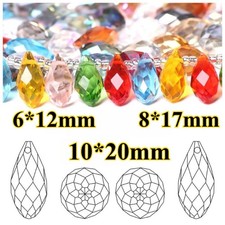 DIY Crafts Teardrop Loose beads Crystal Glass Spacer Bead 6x12mm 8x16mm 10x20mm
