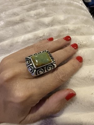Barse 925 Sterling Silber Grün Türkis Jaspis Statement Ring Thailand Grob