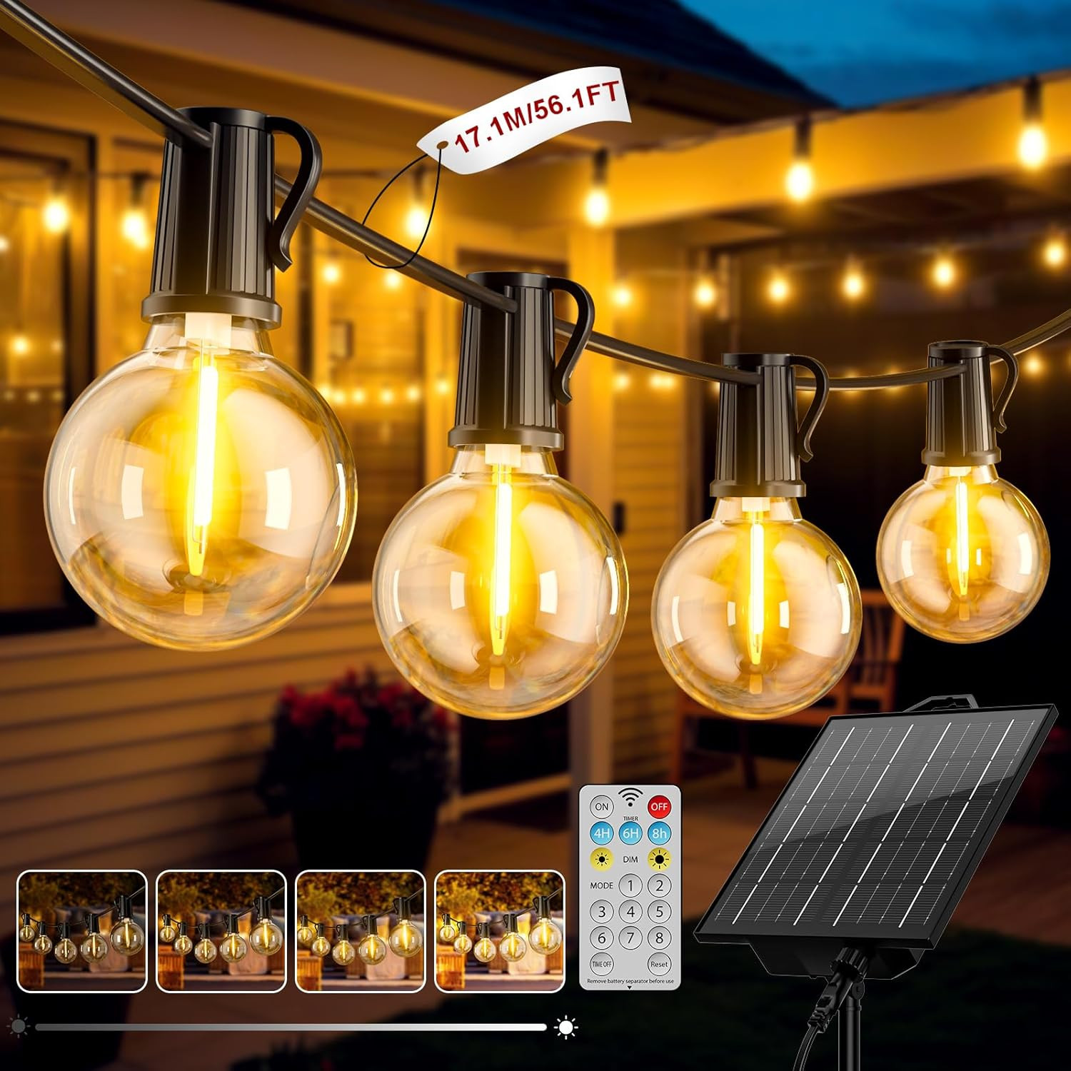 Ghirlanda Solare LED 17M IP45 | Catena Luci G40 Uso Professionale Esterno