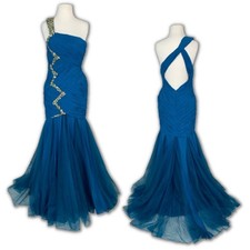 Special Occasion Prom Maxi Dress Gown Formal Pageant Prom Dress Mermaid Blue NWT