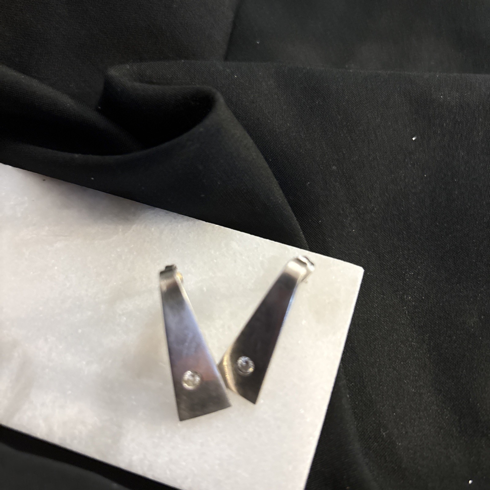 Solid Sterling Silver Geometric Earrings W Diamon… - image 6