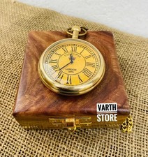 Elgin Pocket Watch with Wooden/ Box   Antique Vintage Brass Collectible