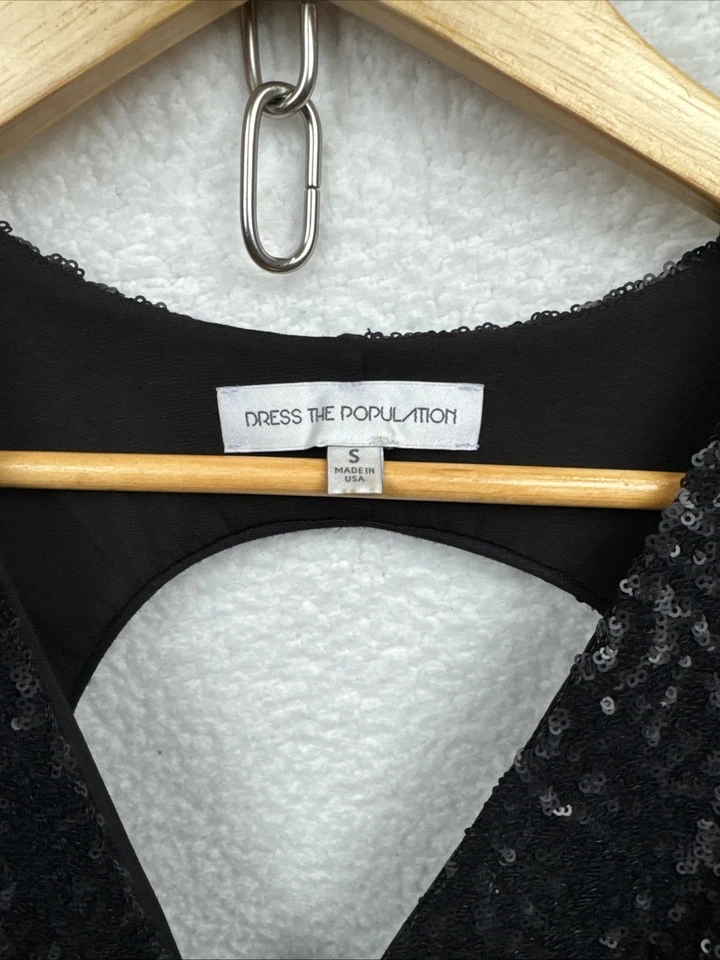 Vestido Dress the Population Karina Plunge Maxi Lentejuelas Espalda Abierta Negro Pequeño Foto 2 de 4