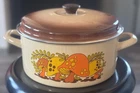 Vintage Merry Mushroom Enamelware Dutch Oven Pot Pan GHC Sears Enamel Ware 4 Qt