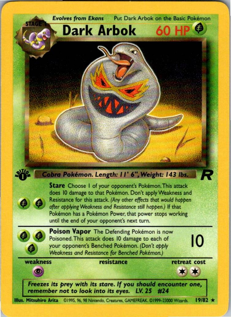 Dark Arbok (19) Rare Team Rocket 19/82 NM 1st Edition