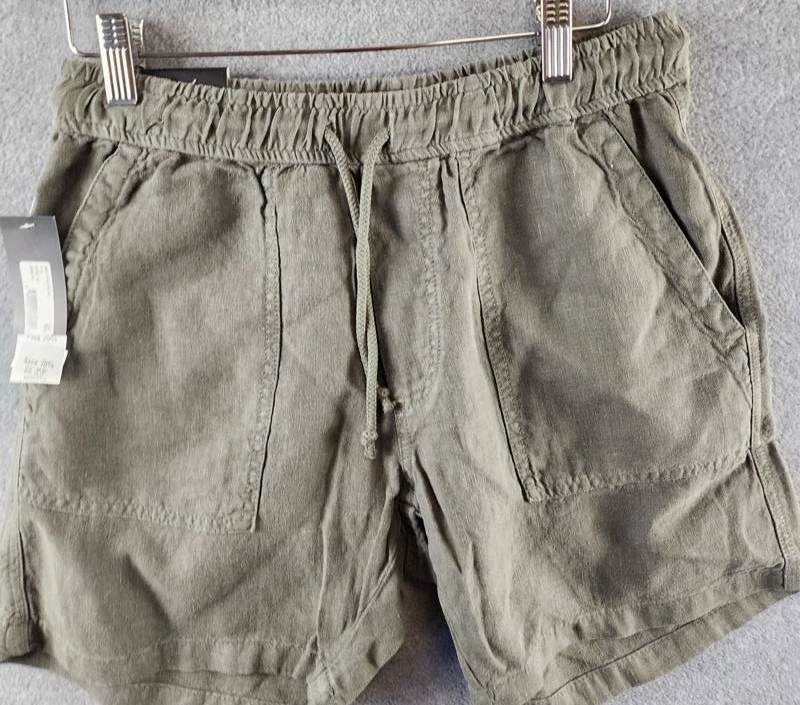 The Men's Store at Bloomingdale's Solid Linen Shorts 32 Olive Drawstring Waist
