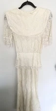 Jessica McClintock Irish Lace 80s Victorian Bow Wedding Rehearsal Bridal Dress