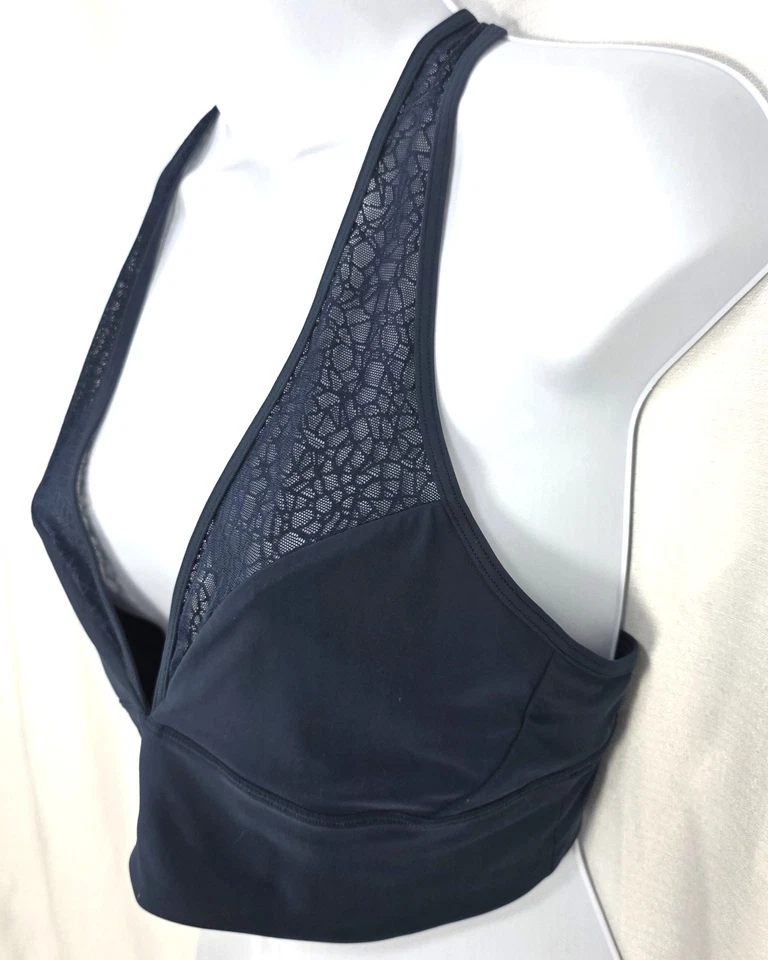 Sujetador deportivo Lululemon para mujer 8 Twist & Train malla de encaje cuello en V sin relleno azul Foto 2 de 4