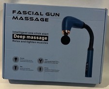 Massage Gun Faseial Model Blue 4 Heads Cordless Multispeed USB Rechargeable