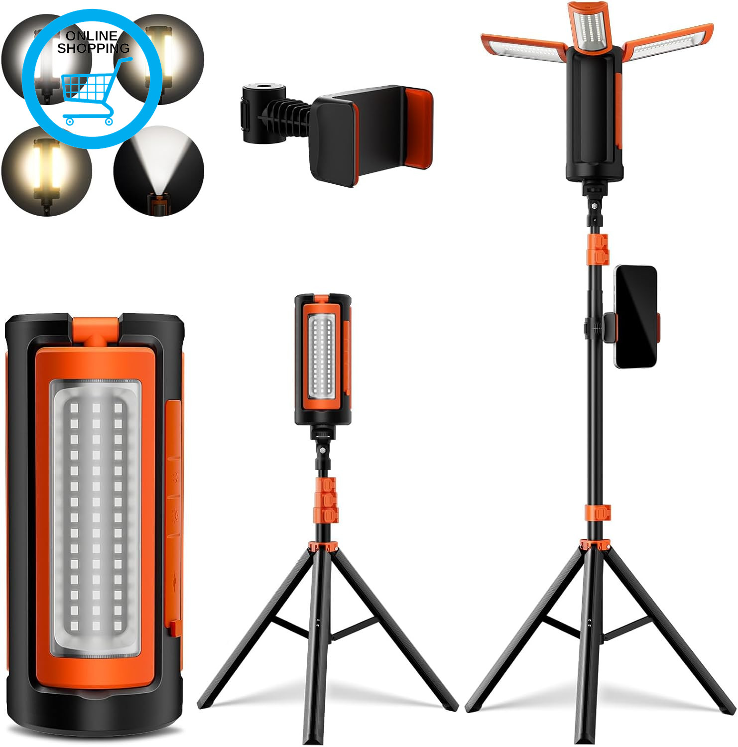 Portable Rechargeable LED Camping Light 10000Mah with Stand, 3200 Lumens Dimmabl