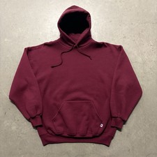 Vintage 90s Russell Athletic Heavyweight Blank Hoodie Sweatshirt XL Burgundy USA