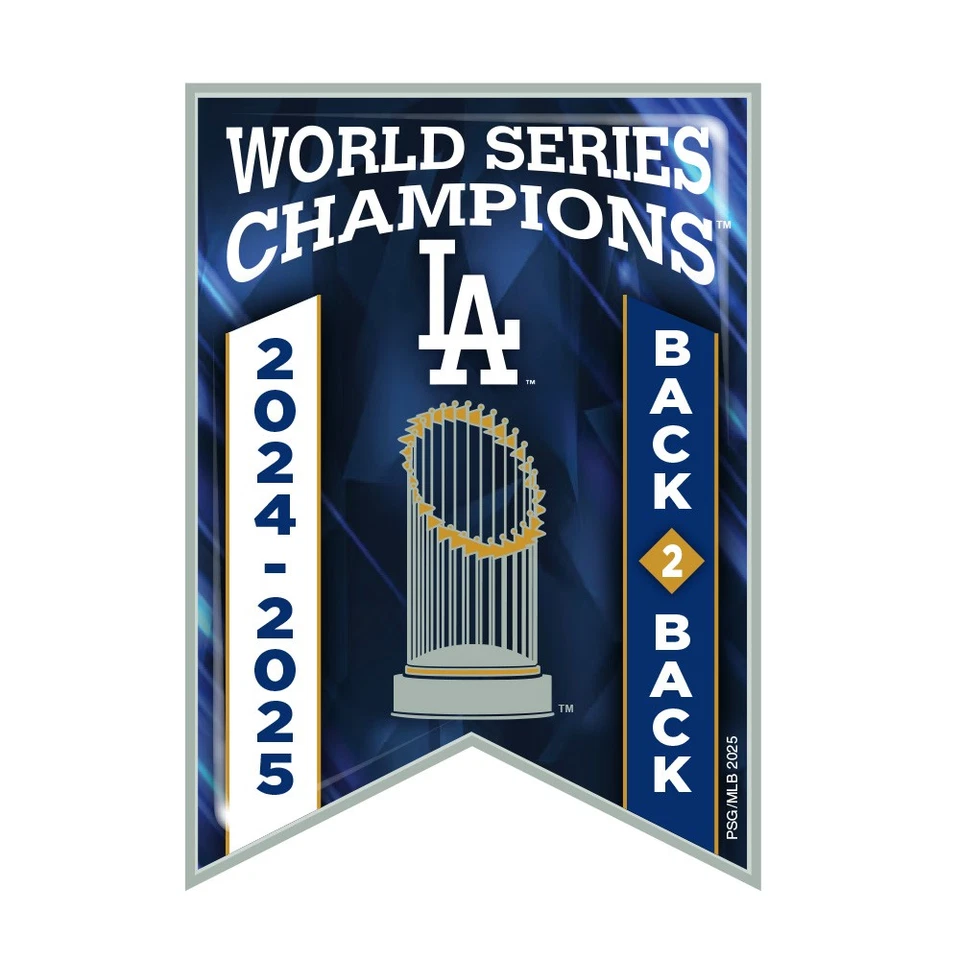 PRO SPECIALTIES GROUP Los Angeles Dodgers 2024-25 Back to Back World Series Champions Banner Lapel Pin