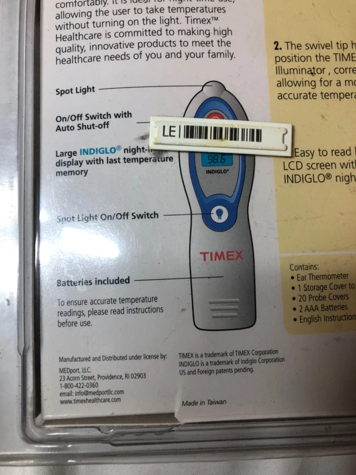 Timex One Second 照明器耳温计。 全新未拆封 — 第 3/4 张图片