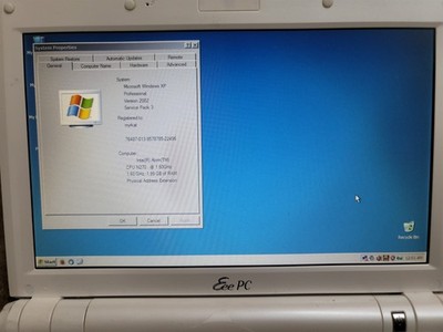 Asus Eee PC 900A Laptop, Intel Atom 1.60 GHz , 1.99 GB RAM, Windows XP Pro SP3