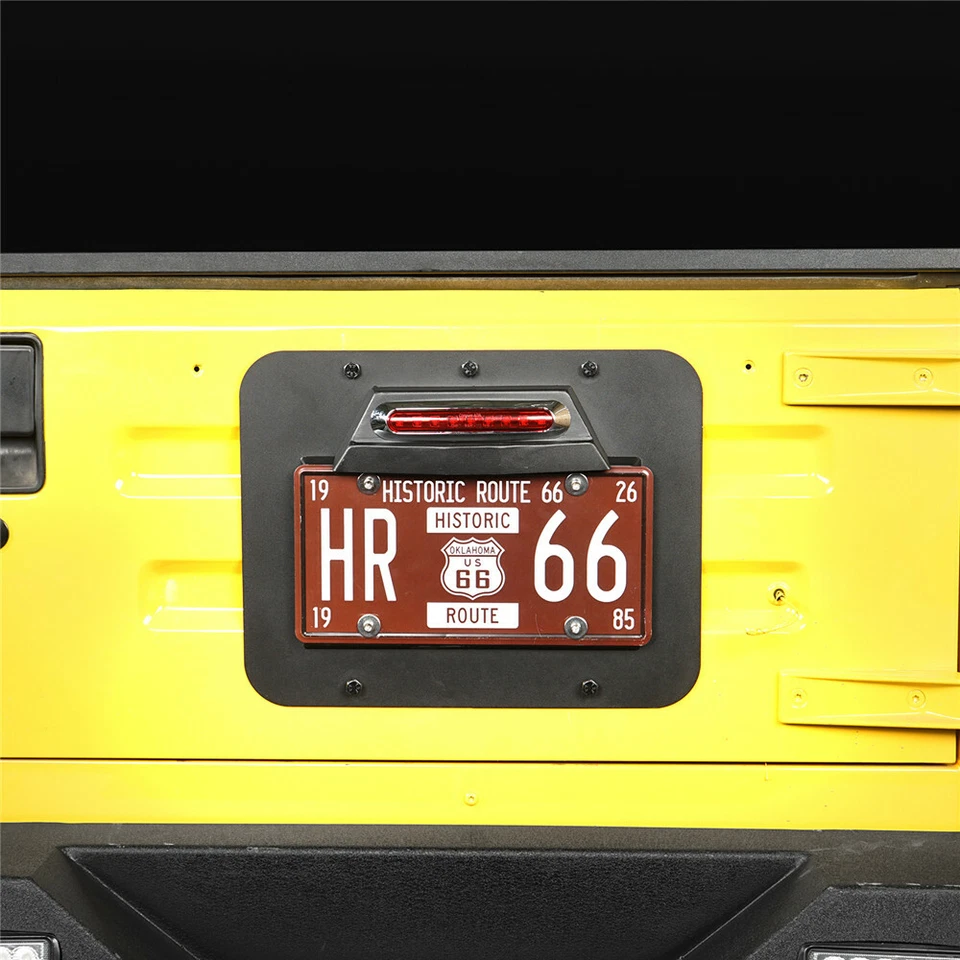 Placa de matrícula de neumático de repuesto con tercera luz de freno LED para Jeep Wrangler TJ 1997-2006 Foto 2 de 4