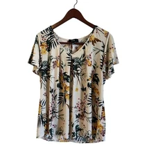 Naïf woman's blouse sz L  flowy floral EUC multi color