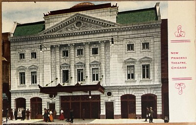 Chicago Illinois New Princess Theater People Crowd Antique Postcard c1910