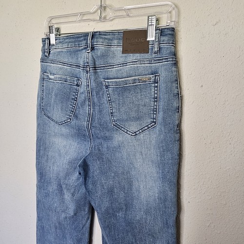 Bebe High Waist Exposed Button Straight Leg Blue Jeans Womens Size 29 / 8 - Picture 8 of 14