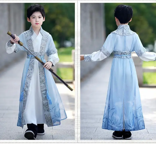 Chinese Hanfu Suit Vinatge Kids Traditional Perform Costume Martial Arts Cosplay - Picture 12 of 25