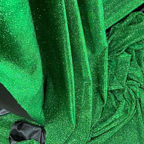 EMERALD GREEN Sparkle Moonlight Glitter Fabric Dress Bridal Bride Costume Drapes - Picture 1 of 4