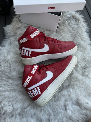Supreme x Air Force 1 High SP | Rot/Weiß | Größe UK8,5 US9,5 EU43 | Leder