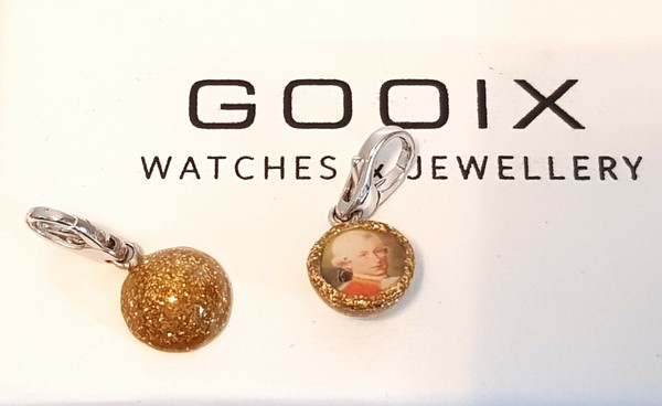 Gooix Charm Silber 925 Er Charms AnhäNger Mozart Halbkugel Gold Neu 109-image