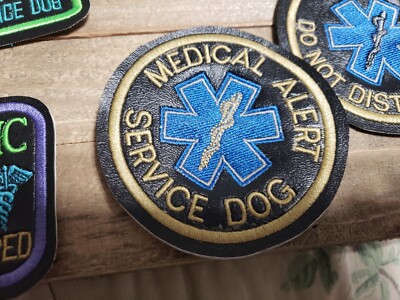 Medical alert Service Dog Patch black and gold, Patches for Vests / Harness