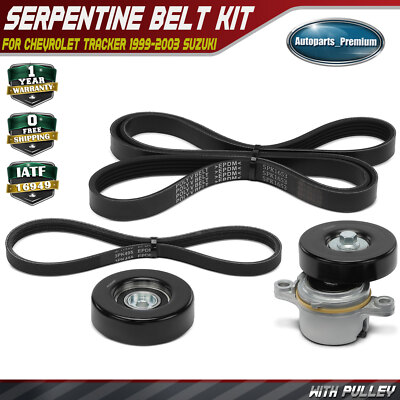 #ad 4x Serpentine Belt Drive Component Kit for Chevrolet Tracker 1999 2003 Suzuki $53.59