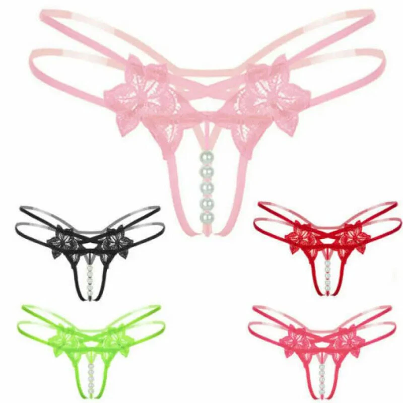 Mujeres Entrepierna Perla Tanga Sexy Bragas Lencería Ropa Interior Tanga descarado Foto 3 de 4