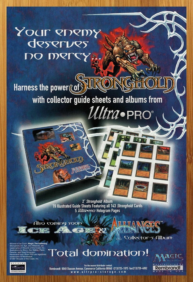 ポスター Magic the Gathering STRONGHOLD 1998 Magic The Gathering Stronghold Card Album Print Ad