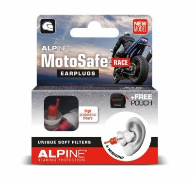 Alpine Motosafe Race Ohrstöpsel Gehörschutz für Motorradfahrer Filterohrstöpsel