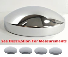 (Set/4) Chrome Metal 8" Hubcaps Dome Semi Truck Rear Wheel Covers Peterbilt