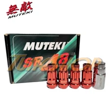 MUTEKI SR48 4 WHEELS LOCK LUG NUTS SET 12X1.5 1.5 ACORN RIMS OPEN END RED H