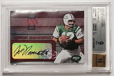 2002 Leaf Certified JOE NAMATH #2 /50 BGS 9 Mint 10 Auto Mirror Signatures Red