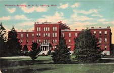 Lansing MI Michigan State University Women's Dormitory Campus Vtg Postcard E52