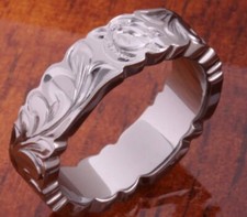 4mm silver plumeria turtle cut out edge ring hawaiian