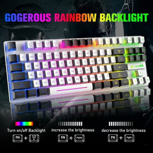 Wireless Rechargeable Gaming Keyboard Mouse Set for Computer Laptop Rainbow LED - Picture 10 of 17