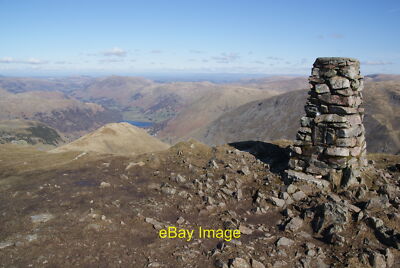 Photo 12x8 Trig point on Red Screes Rydal This shows the northern side of  c2011