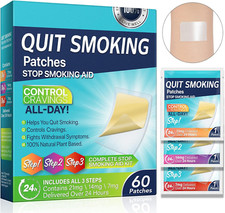 60Mg Quit Smoking Patches, Step 1 2 3 Stop Smoking Aids Patches, 60 Count Quit S