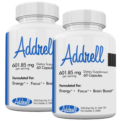 Addrell Energy Stimulant Supplement Designed for Brain Boosting-120 Pills 2 Pack