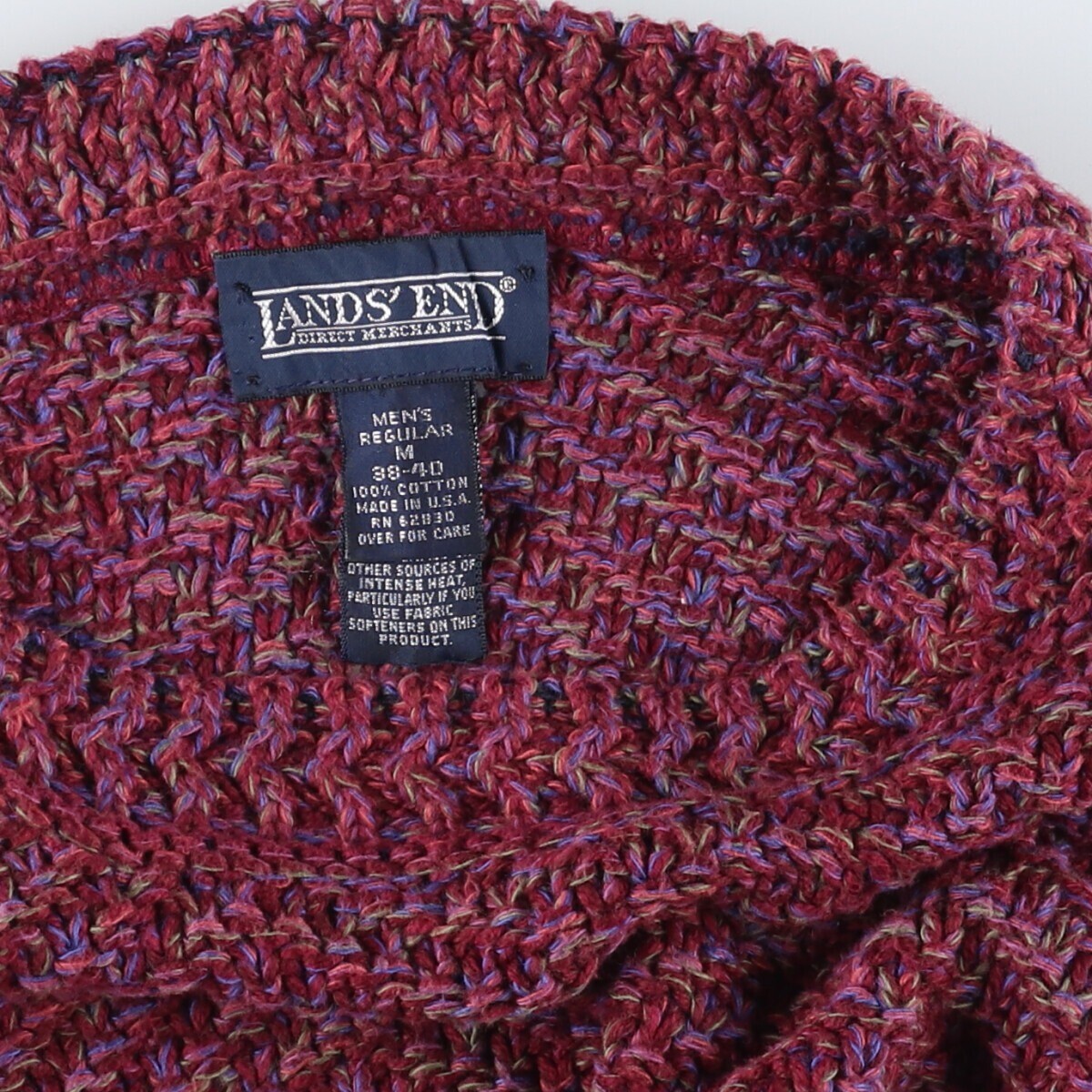 80〜90s lands end cotton sweater 90's Land's End Made in USA Women's Thick Cotton Zipper