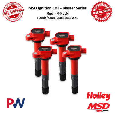 MSD Blaster Ignition Coil Red 4-Pack Direct Replacement For 08-15 Honda / Acura