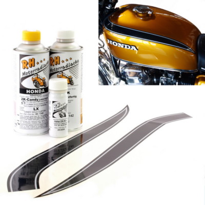 Honda CB 750 Four K2 Lacksatz Candy Gold + Tankdekor Zierstreifen Set Paint Kit