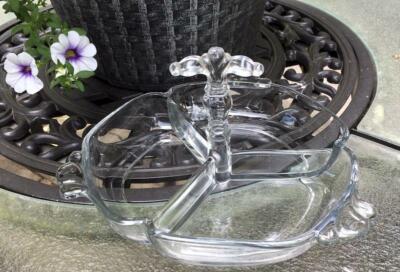HEISEY HTF #1401 EMPRESS  7'' T HANDLED TRIPLEX RELISH WITH BUY IT NOW
