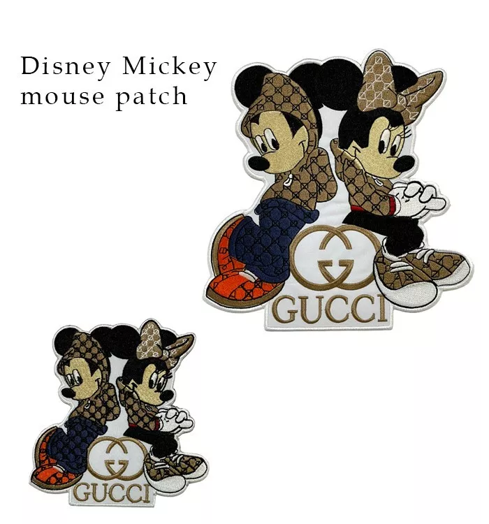 Gucci Blanc Mickey Mouse Couple Broderie Design Broderie Patch Fer /Coudre