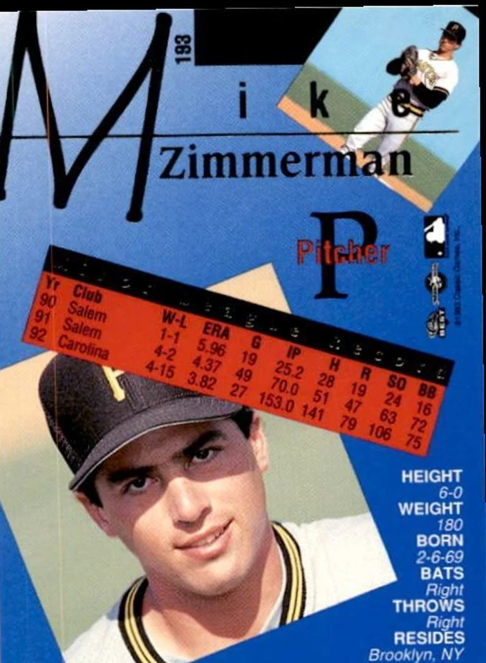 1993 Classic Best Gold Mike Zimmerman Carolina Mudcats #193 - Image 2 of 2